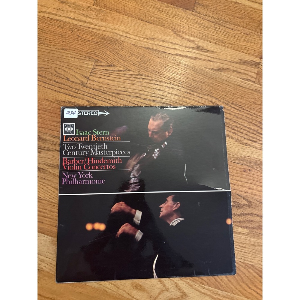 CBS Isaac Stern Bernstein Barber Hindemith Violin Concertos Vinyl LP Good Black